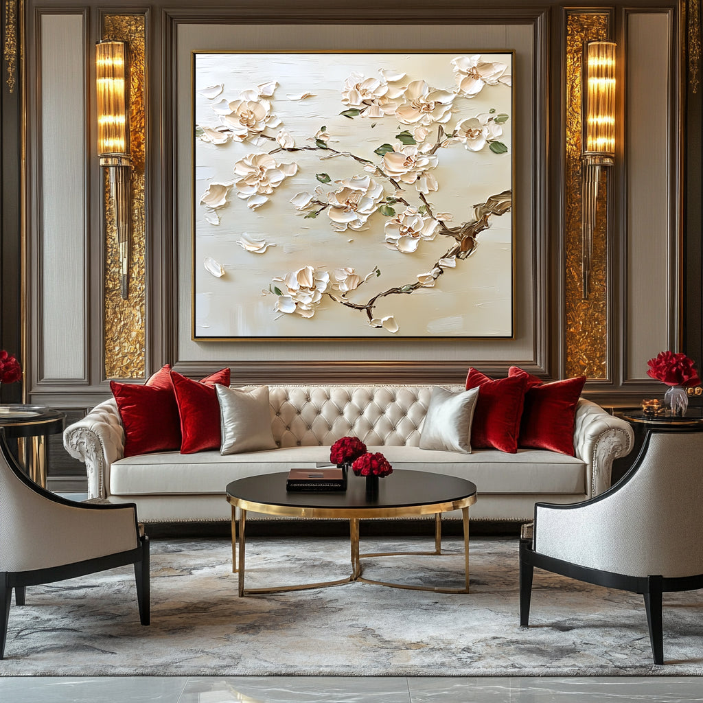Handcrafted Textured Floral Painting for Home Decor