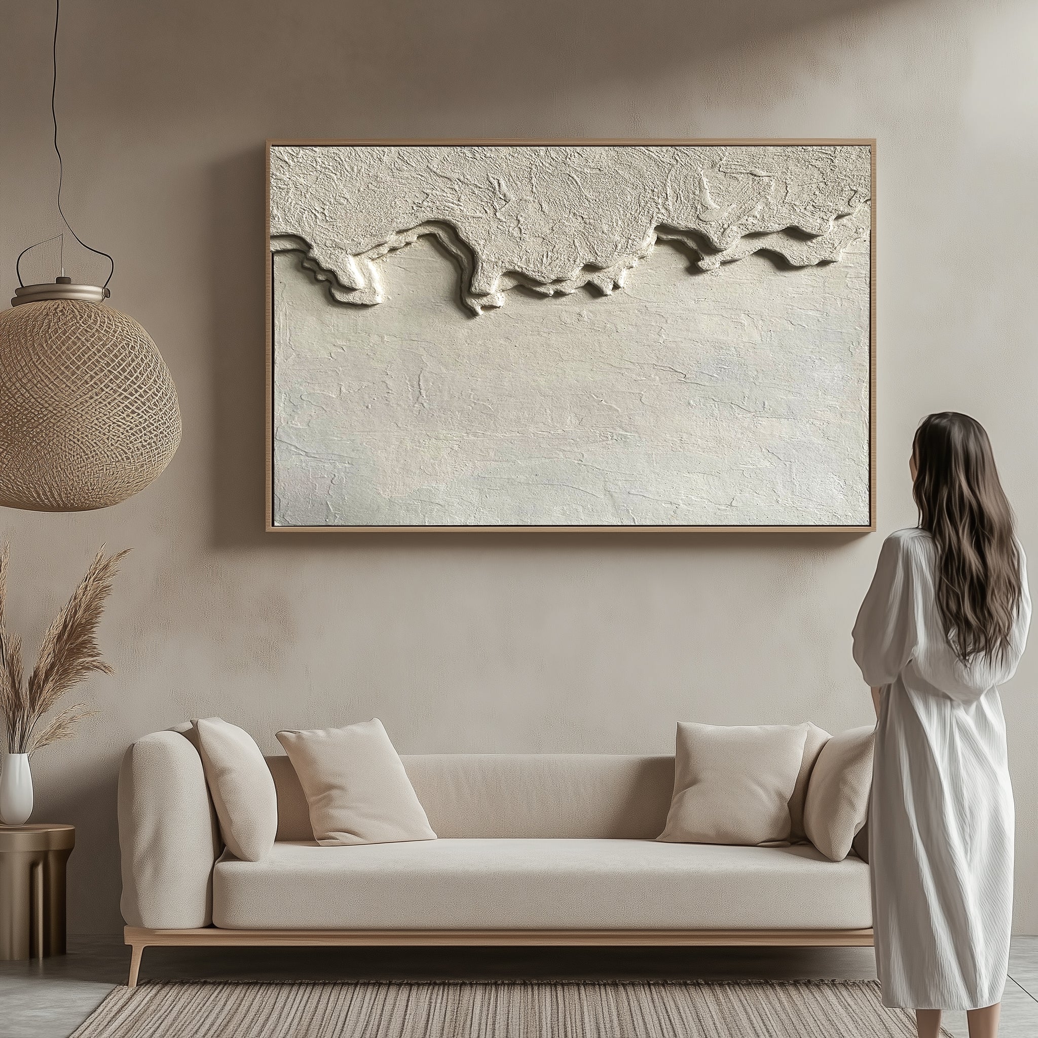 Wabi Sabi Beige Textured Oil Painting