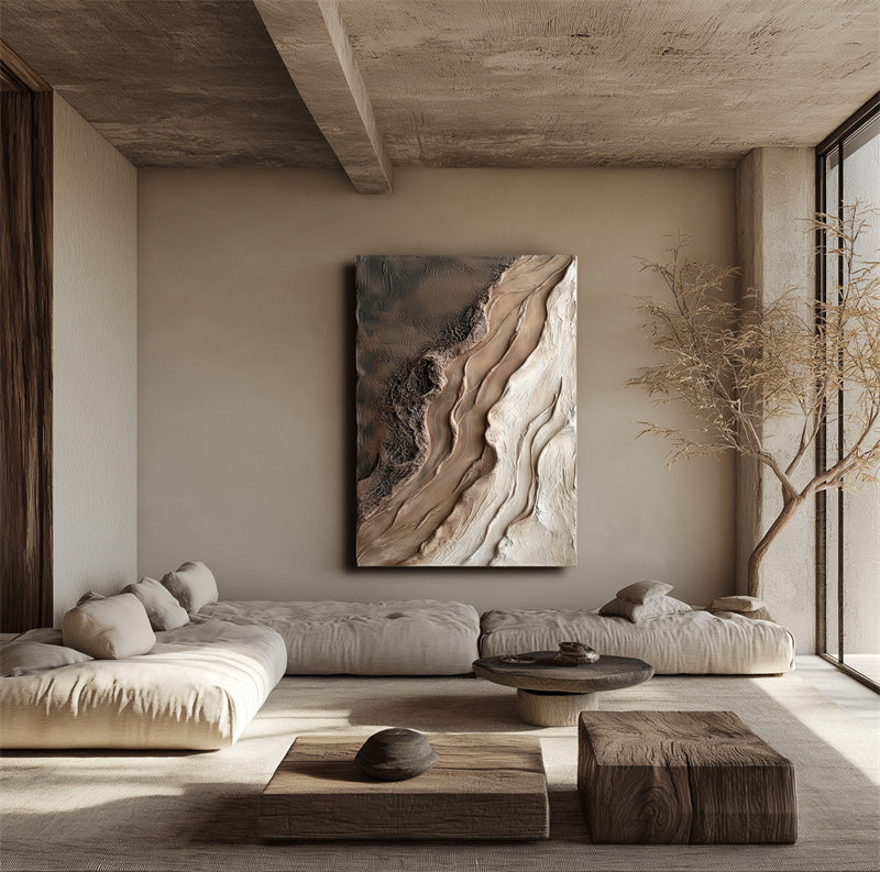 abstract textured painting in earth tones