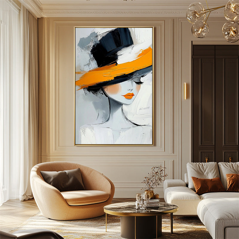 Golden Muse-Abstract Portrait Art Painting | Textured Modern Wall Art on Canvas