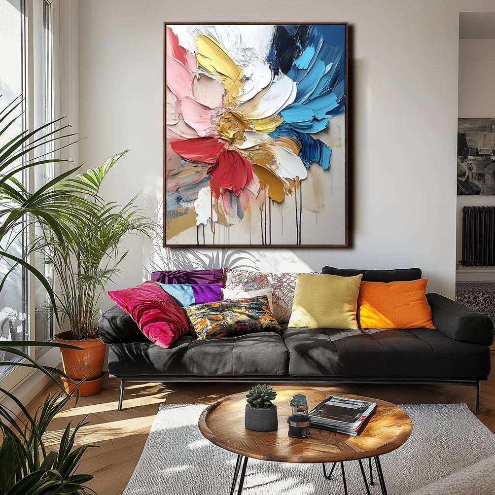Radiant Blossom-Original Floral Oil Painting | Abstract Flower Canvas for Modern Decor