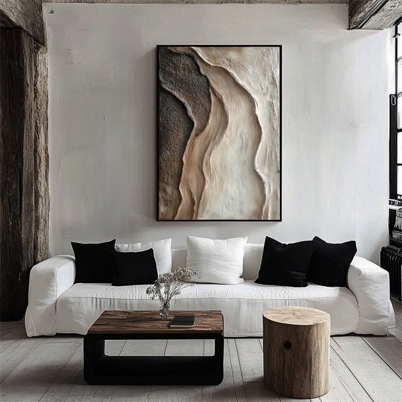 Canyon-Neutral Abstract Canvas Painting | Textured Canyon Wall Art