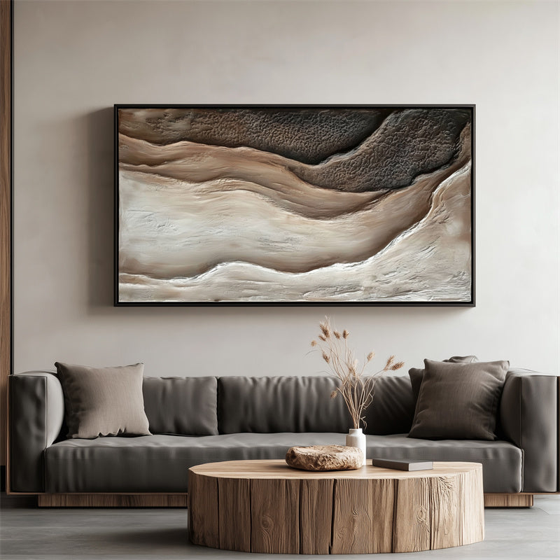 Canyon-Neutral Abstract Canvas Painting | Textured Canyon Wall Art