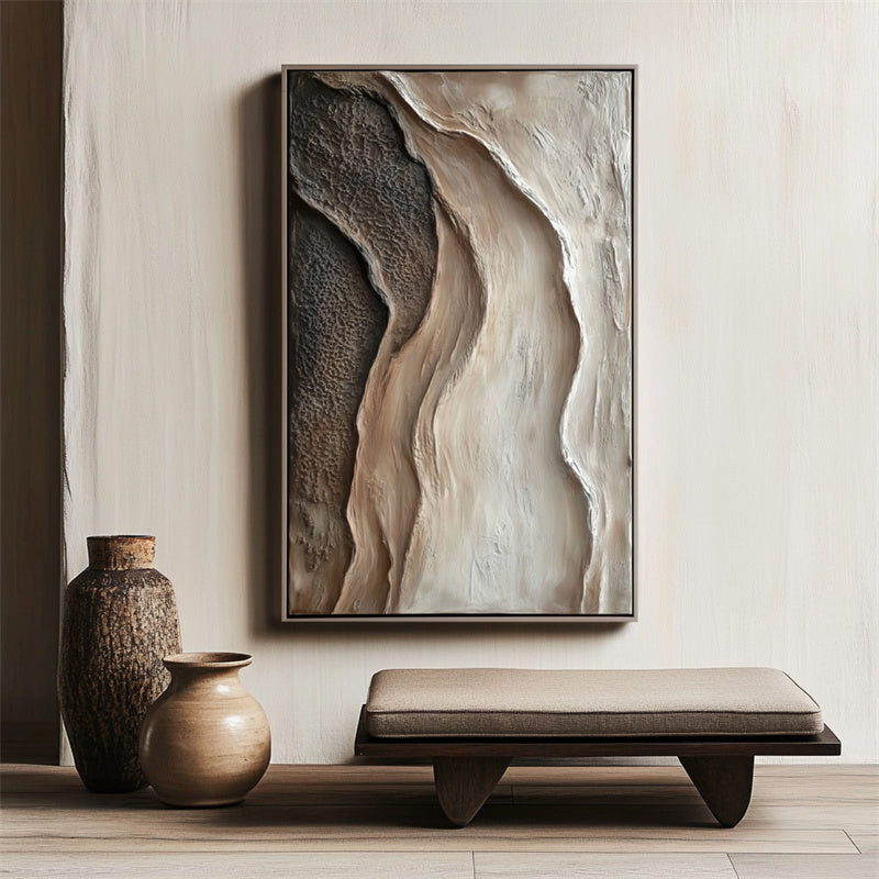 Canyon-Neutral Abstract Canvas Painting | Textured Canyon Wall Art