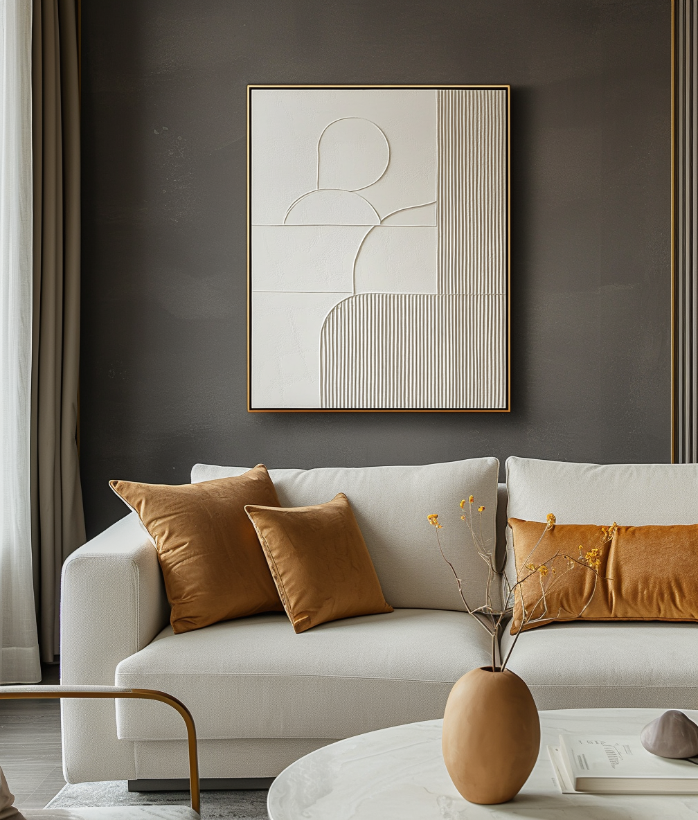 Linear Harmony - Wabi - Sabi 3D Textured Abstract Wall Art - Minimalist Home Decor