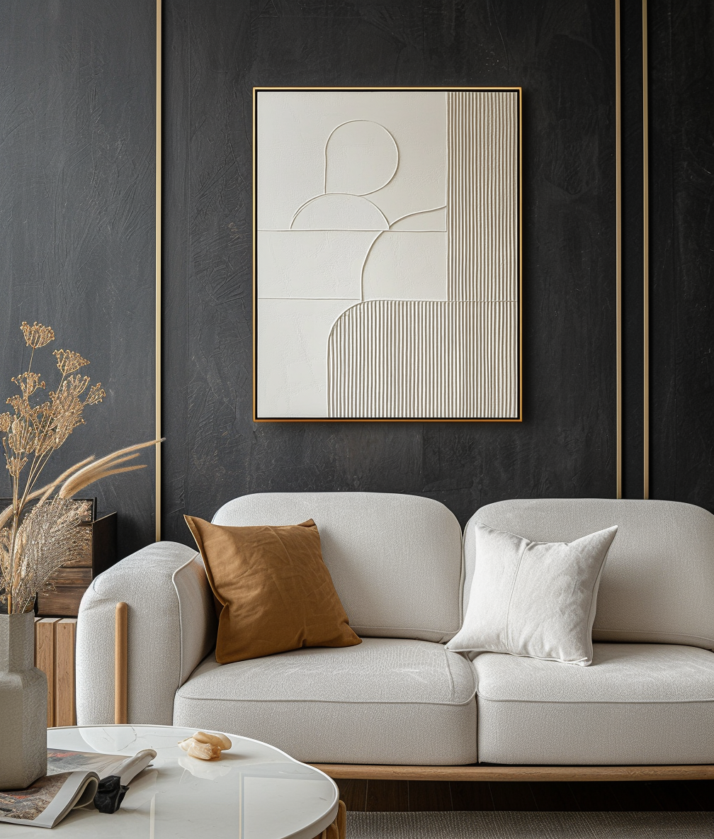 Linear Harmony - Wabi - Sabi 3D Textured Abstract Wall Art - Minimalist Home Decor