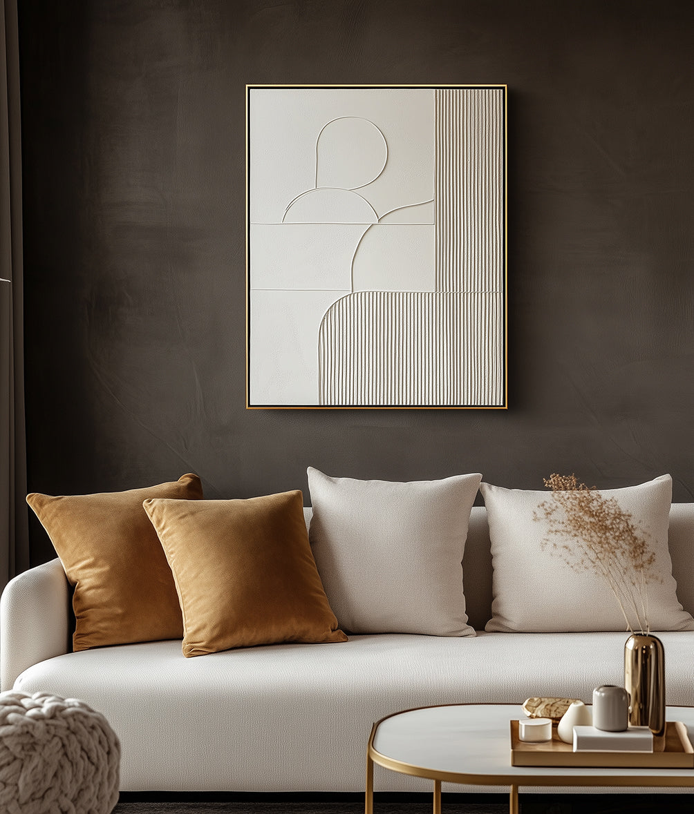 Linear Harmony - Wabi - Sabi 3D Textured Abstract Wall Art - Minimalist Home Decor