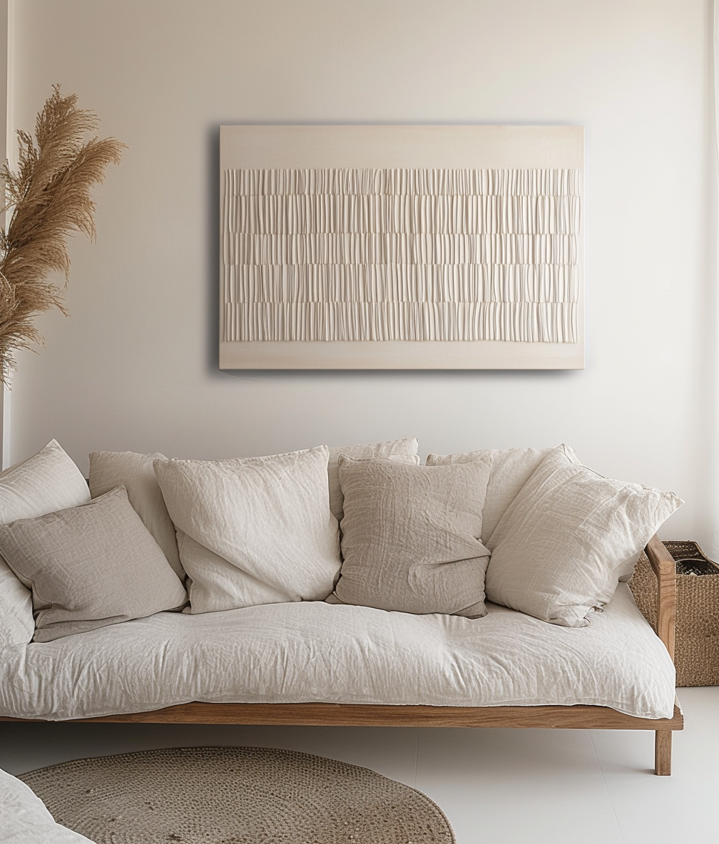 Linear Waves – Wabi-Sabi Inspired Handmade Wall Art - Modern 3D Abstract Home Decor