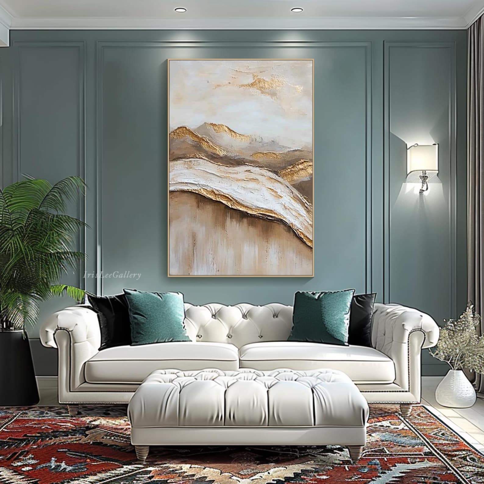 Golden Horizon: Textured Abstract Landscape Oil Painting Pair