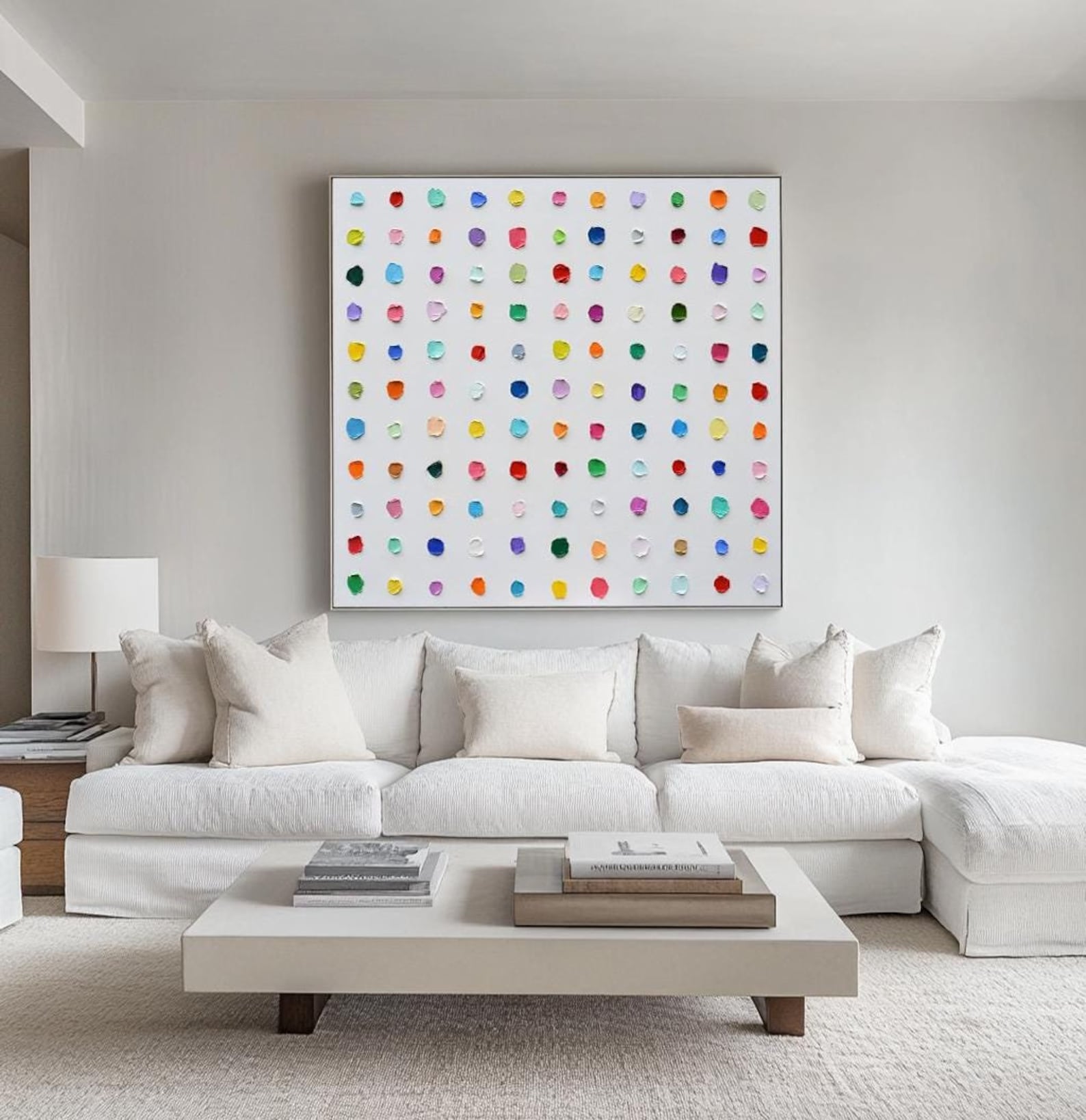 Color Pop Symphony – Large Abstract Textured Dot Painting Modern Wall Art