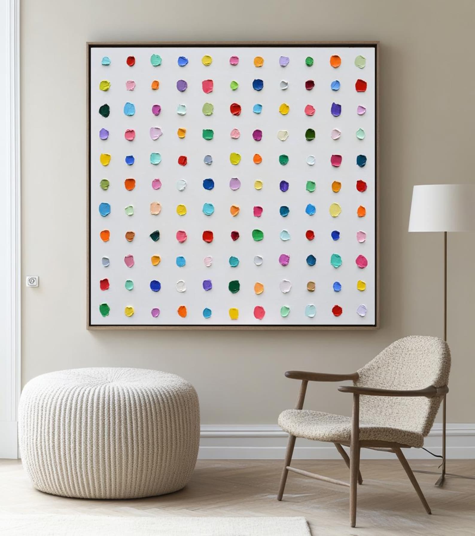 Color Pop Symphony – Large Abstract Textured Dot Painting Modern Wall Art