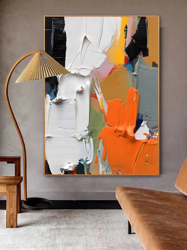 Vibrant Symphony-Colorful Vertical Abstract Canvas Painting for Modern Interiors