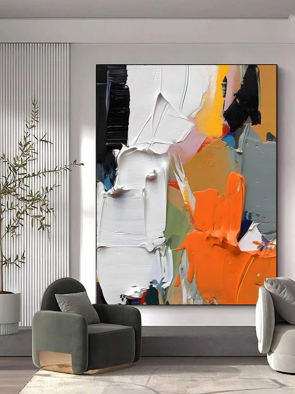Vibrant Symphony-Colorful Vertical Abstract Canvas Painting for Modern Interiors