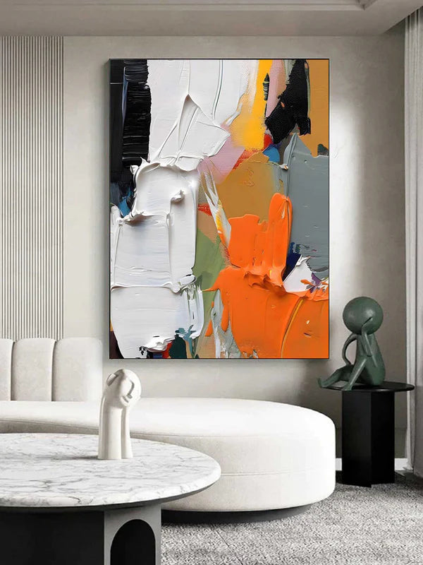 Vibrant Symphony-Colorful Vertical Abstract Canvas Painting for Modern Interiors