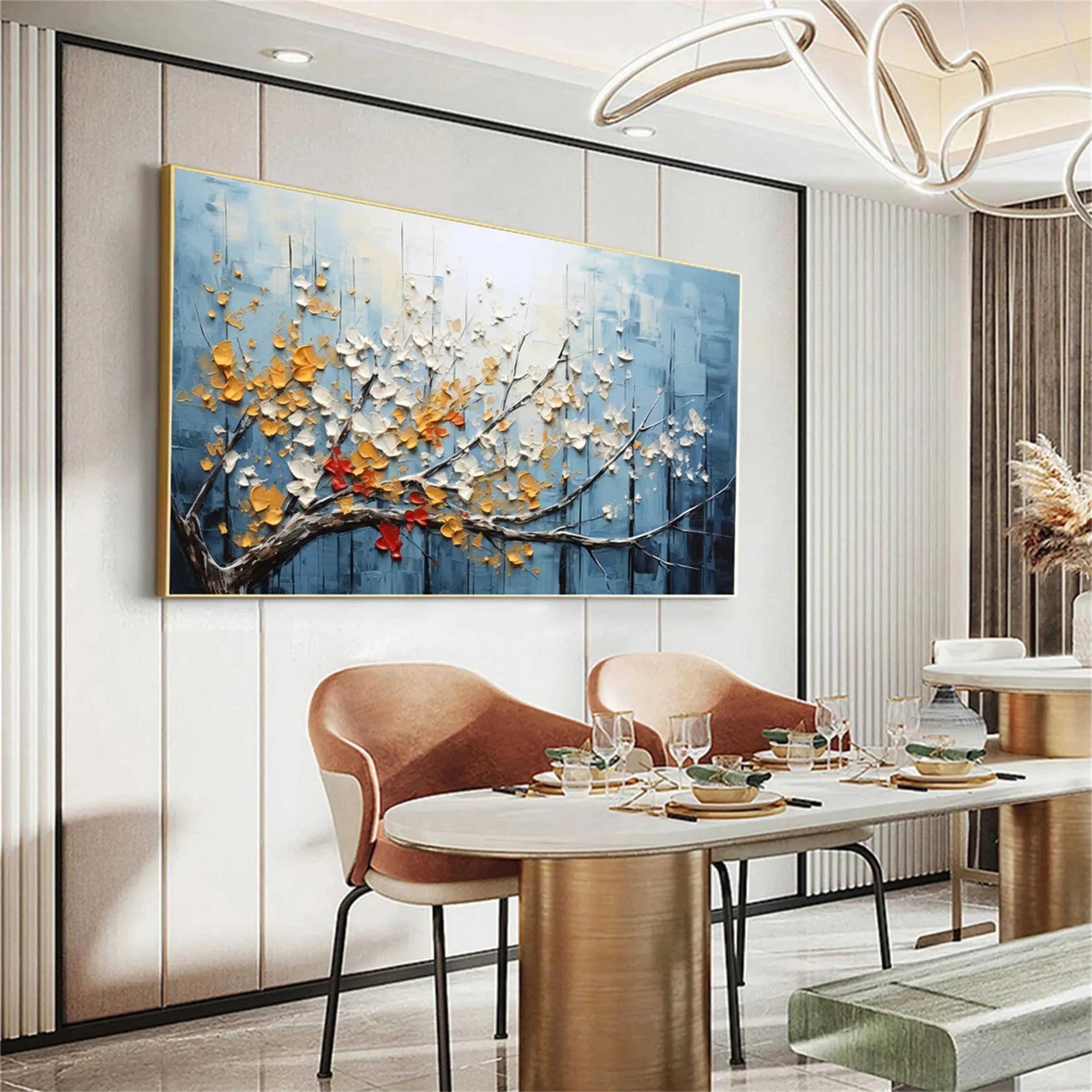 Branch of Radiance-Abstract Floral Painting | Textured Botanical Wall Art for Living Room