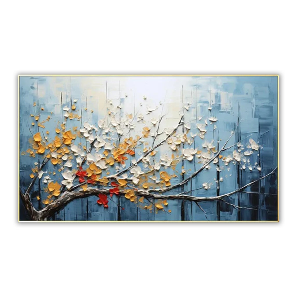 Branch of Radiance-Abstract Floral Painting | Textured Botanical Wall Art for Living Room