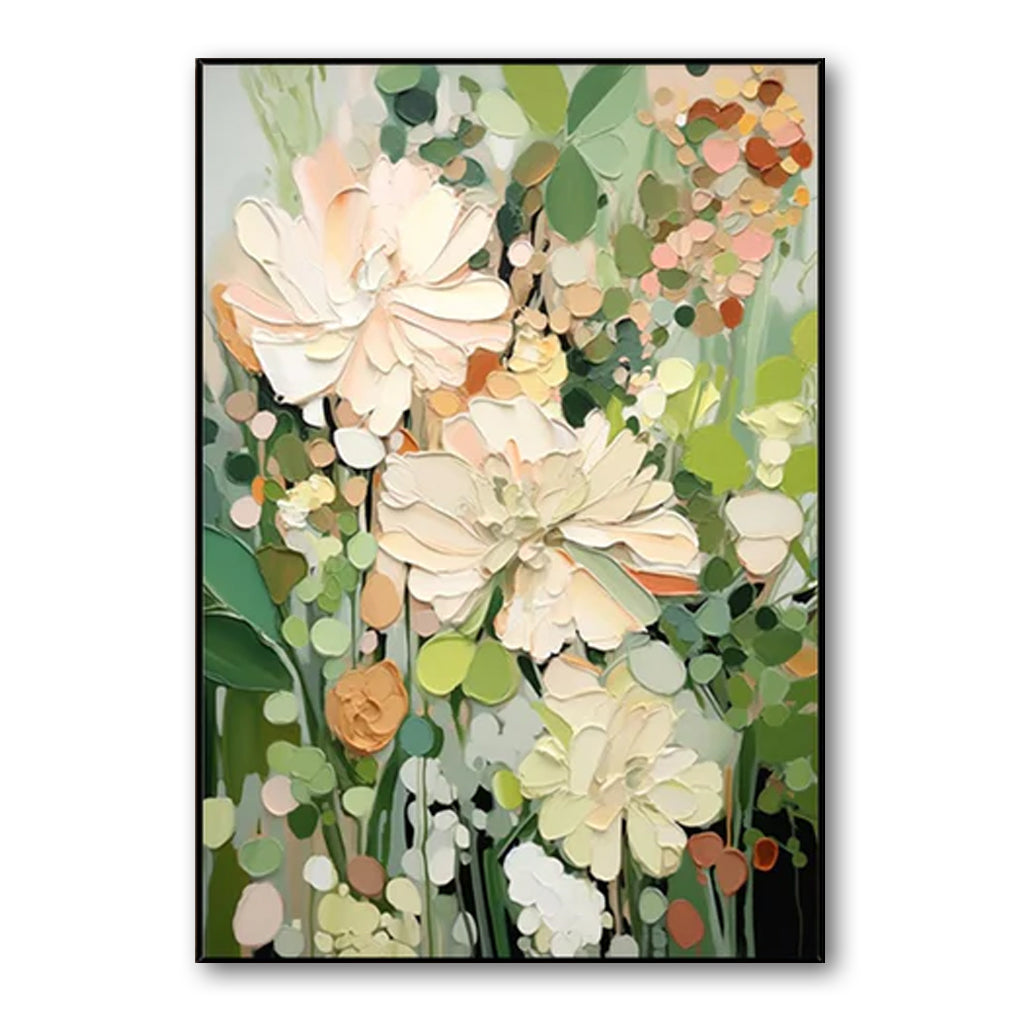 Enchanted Blooms Abstract Floral Canvas – Hand-Painted Vertical Wall Art for Living Room