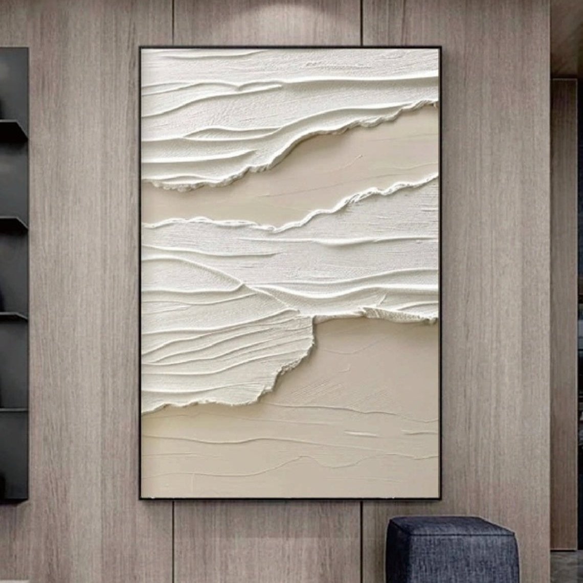 Wabi-Sabi Layers: Beige Serenity-Textured Abstract Diptych Wall Art: Neutral Beige & Gray Framed Canvas Paintings for Modern Minimalist Home Decor