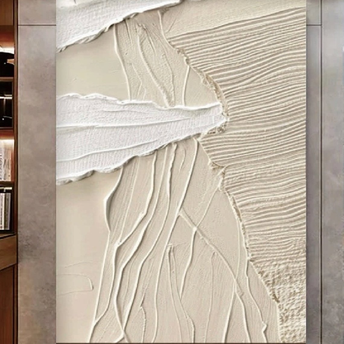Wabi-Sabi Layers: Beige Serenity-Textured Abstract Diptych Wall Art: Neutral Beige & Gray Framed Canvas Paintings for Modern Minimalist Home Decor