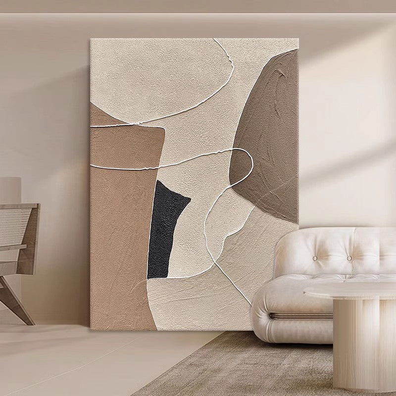 Wabi-Sabi Inspired Textured Wall Art - Neutral Geometric Shapes, Earth-Toned Minimalist Decor