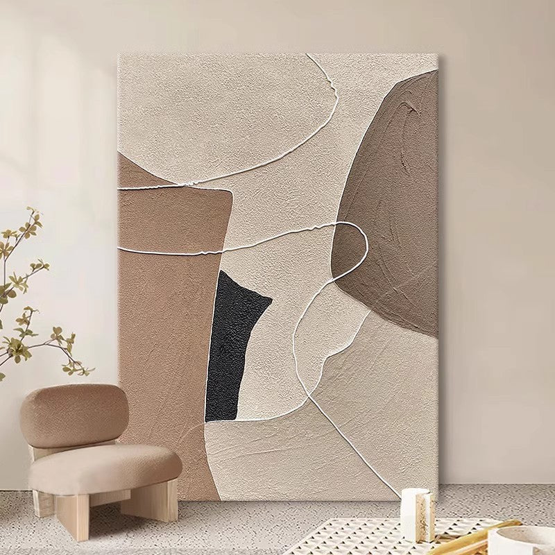 Wabi-Sabi Inspired Textured Wall Art - Neutral Geometric Shapes, Earth-Toned Minimalist Decor