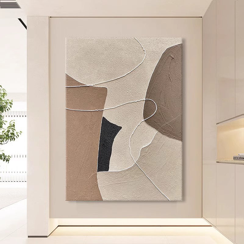 Wabi-Sabi Inspired Textured Wall Art - Neutral Geometric Shapes, Earth-Toned Minimalist Decor