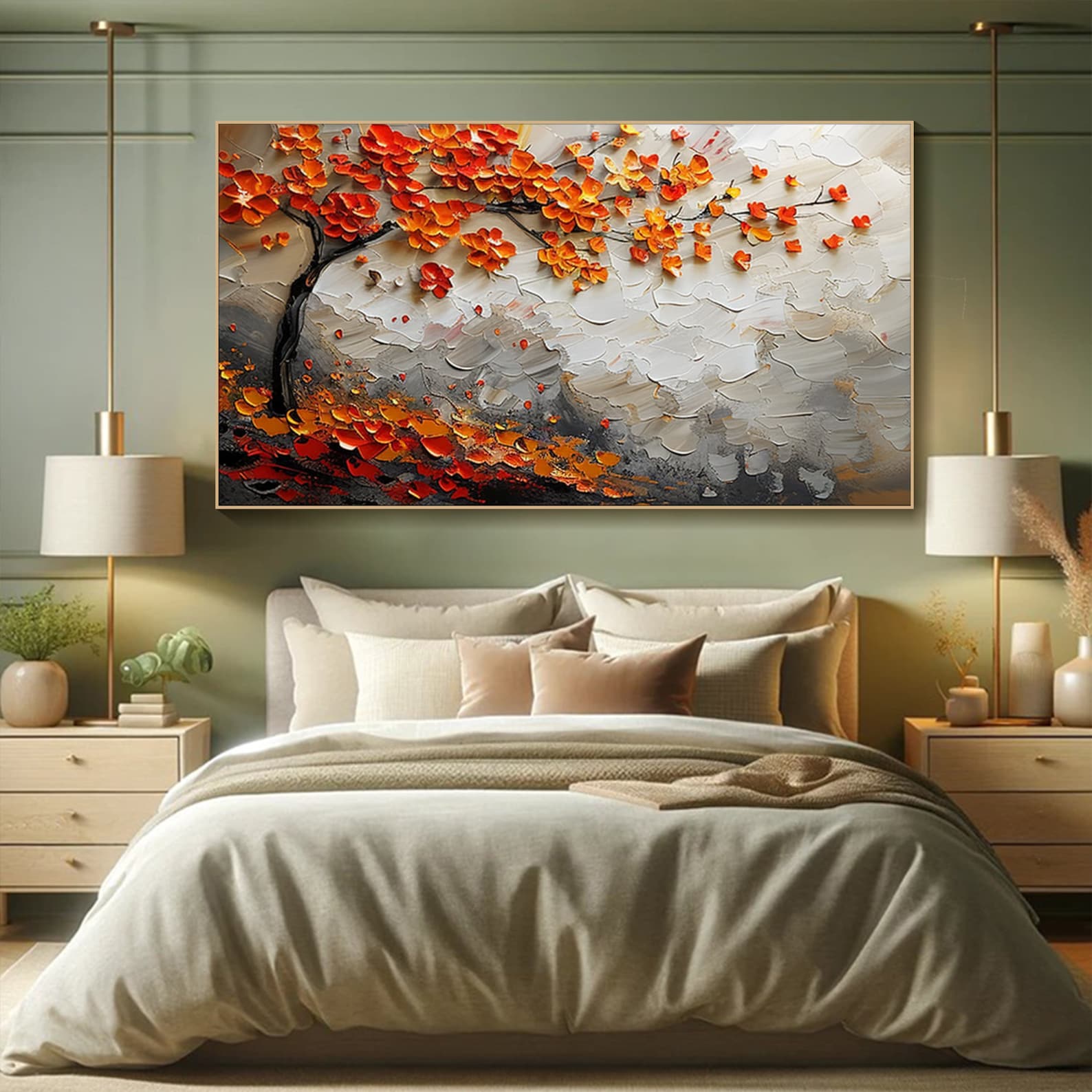 Autumn Serenade-Textured Fall Tree Oil Painting on Canvas for Luxury Decor