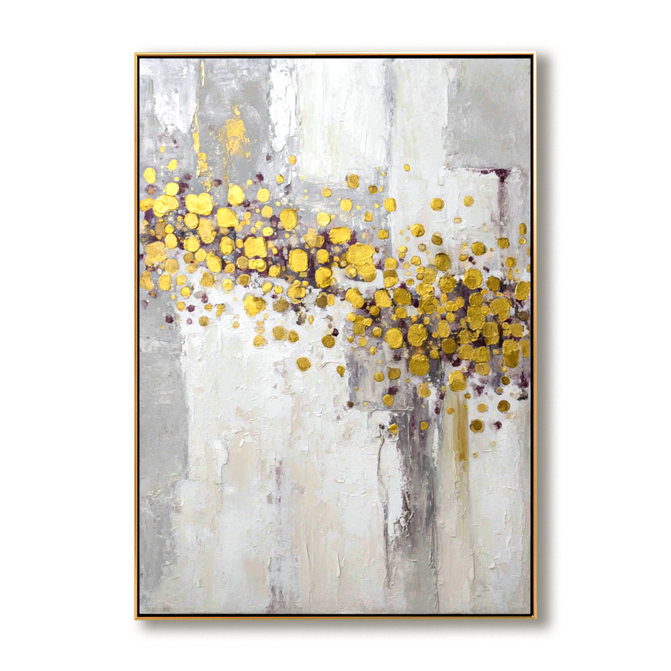 Aurora Gold - Abstract Gold Leaf Oil Painting, Vertical Modern Textured Wall Art