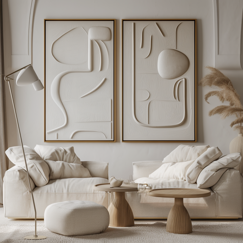 Dual Symphony-Beige Textured Minimalist Abstract Painting for Modern Interiors