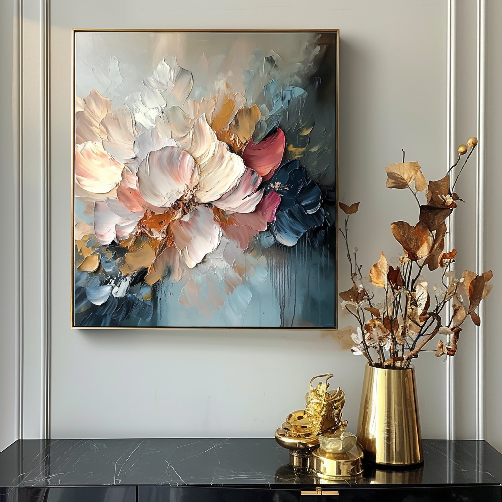 Ethereal Blossom-Hand-Painted Abstract Floral Oil Painting for Modern Decor