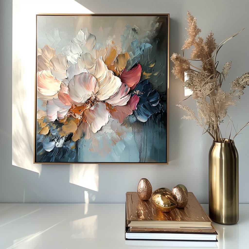 Ethereal Blossom-Hand-Painted Abstract Floral Oil Painting for Modern Decor