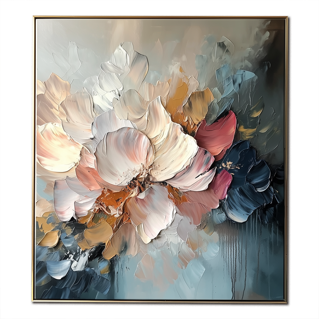 Ethereal Blossom-Hand-Painted Abstract Floral Oil Painting for Modern Decor