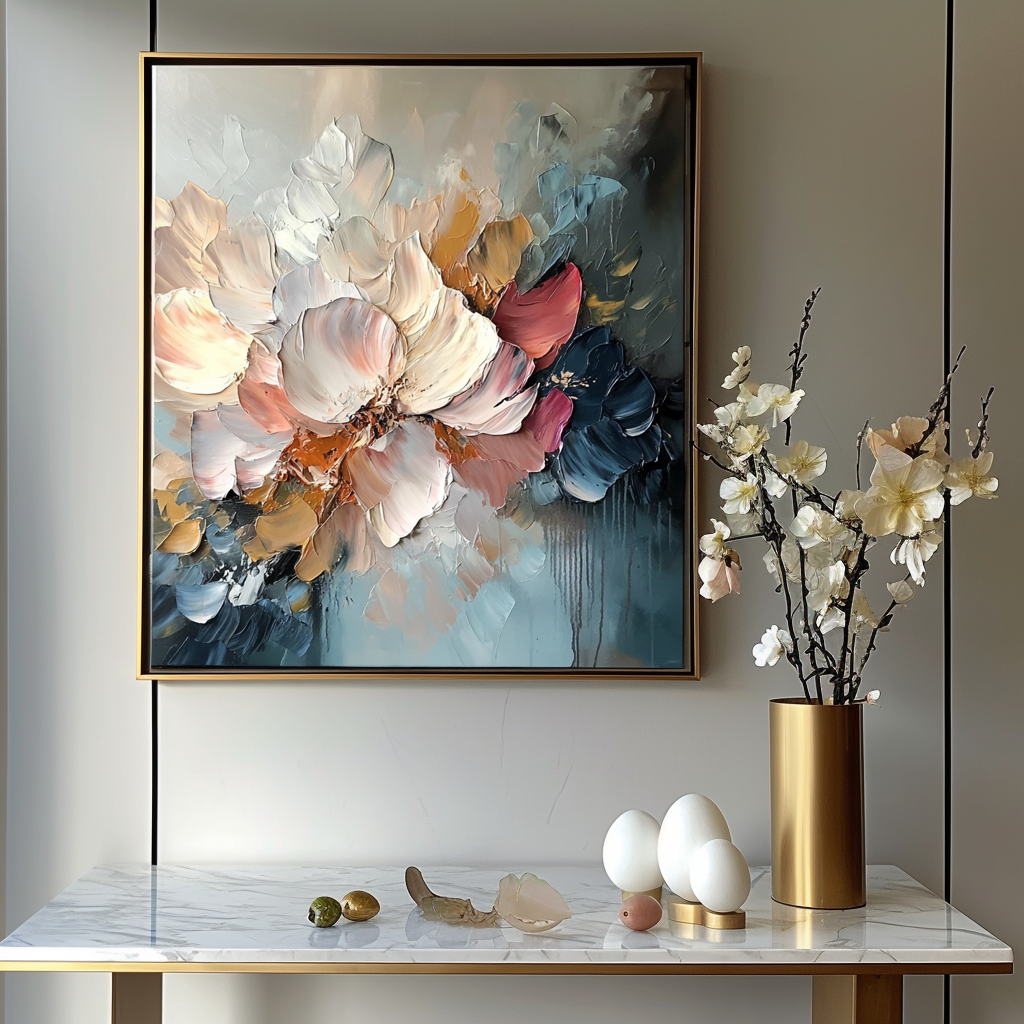 Ethereal Blossom-Hand-Painted Abstract Floral Oil Painting for Modern Decor