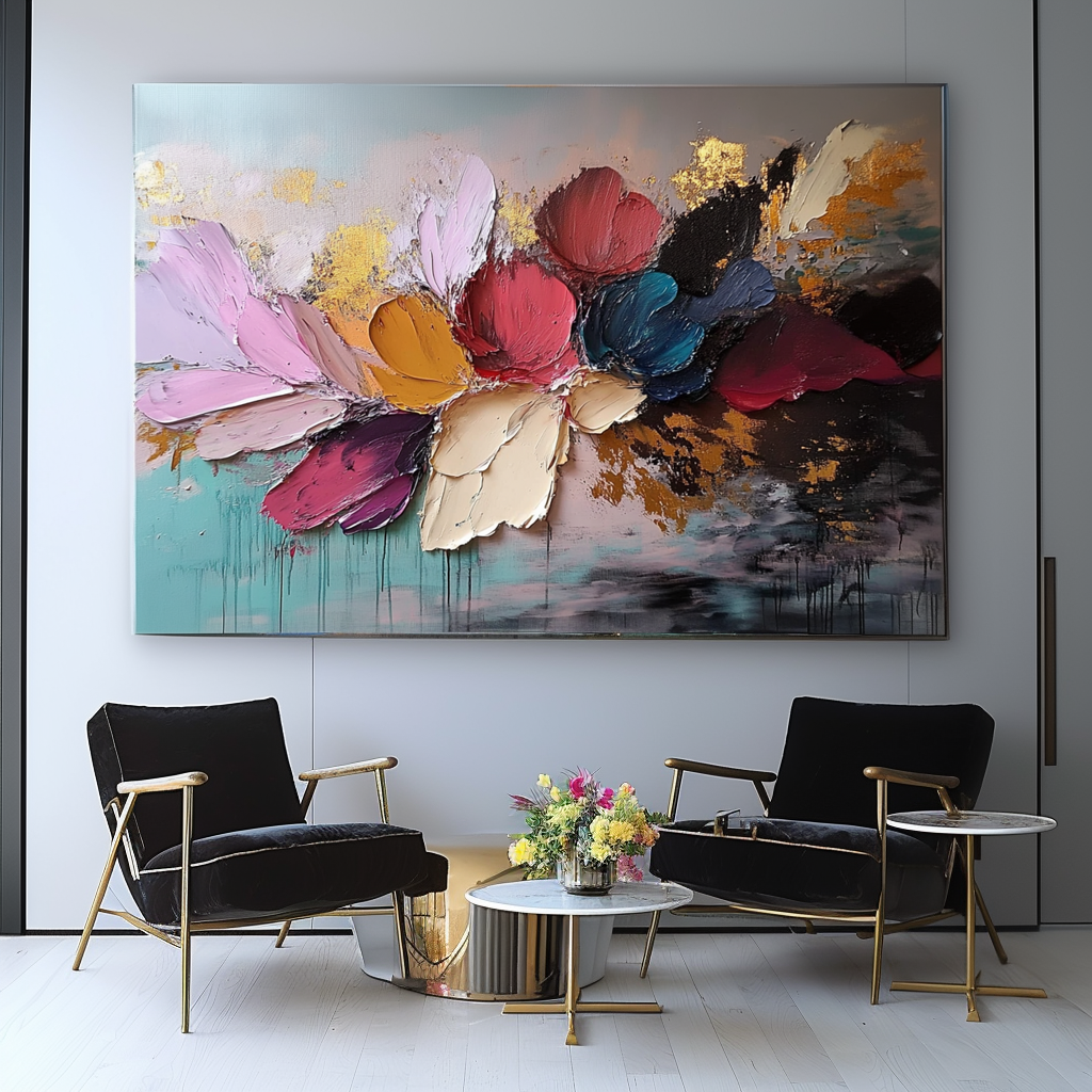 Floral Rhapsody-Original Textured Floral Abstract Oil Painting for Modern Home Decor