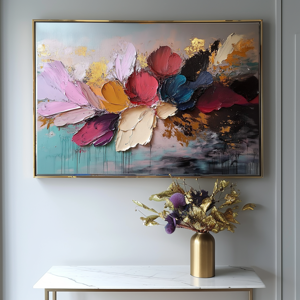 Floral Rhapsody-Original Textured Floral Abstract Oil Painting for Modern Home Decor