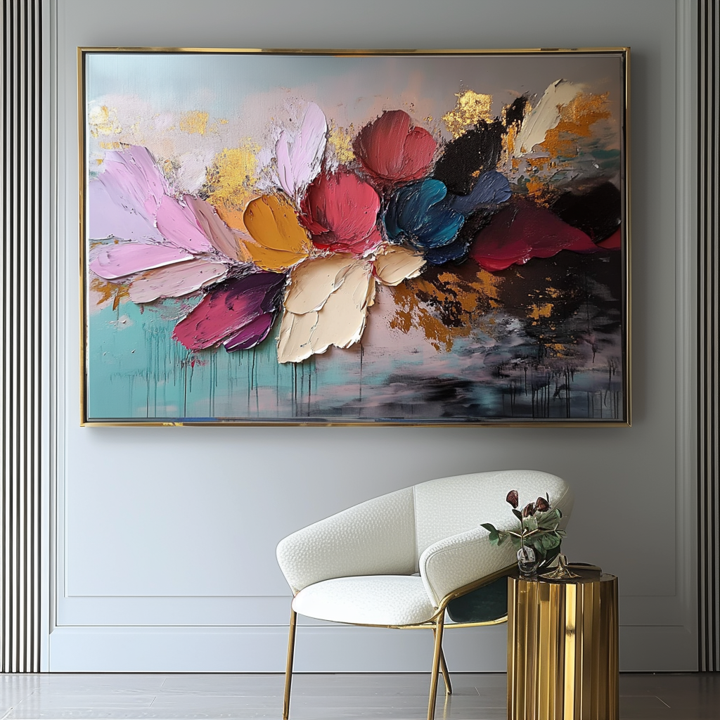 Floral Rhapsody-Original Textured Floral Abstract Oil Painting for Modern Home Decor