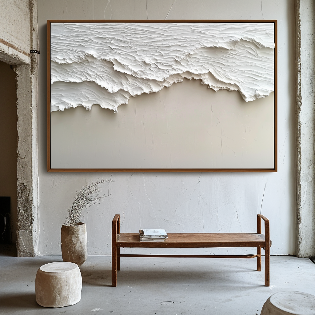 Silent Shores-Handcrafted Textured Abstract Ocean Painting  for Modern Decor