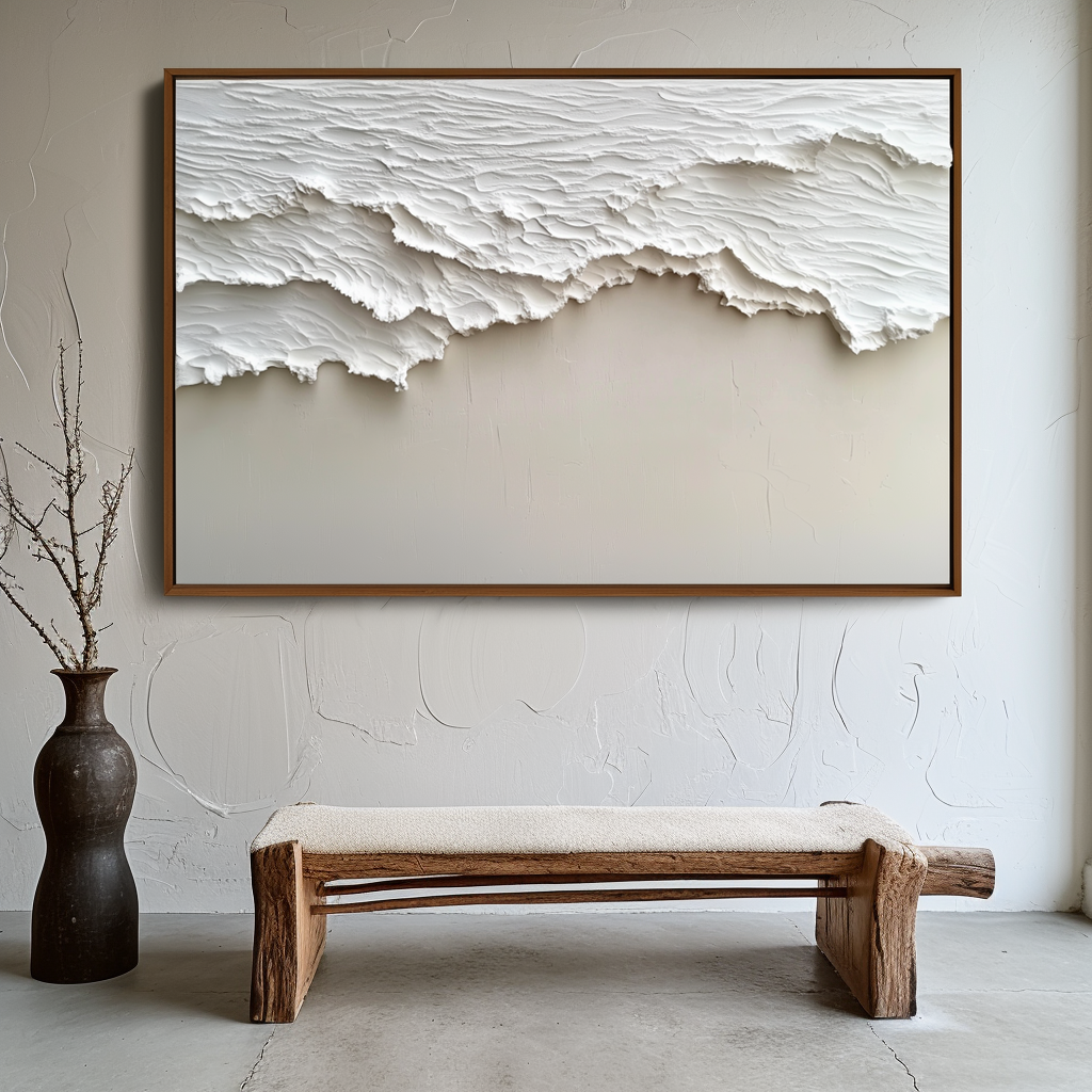 Silent Shores-Handcrafted Textured Abstract Ocean Painting  for Modern Decor