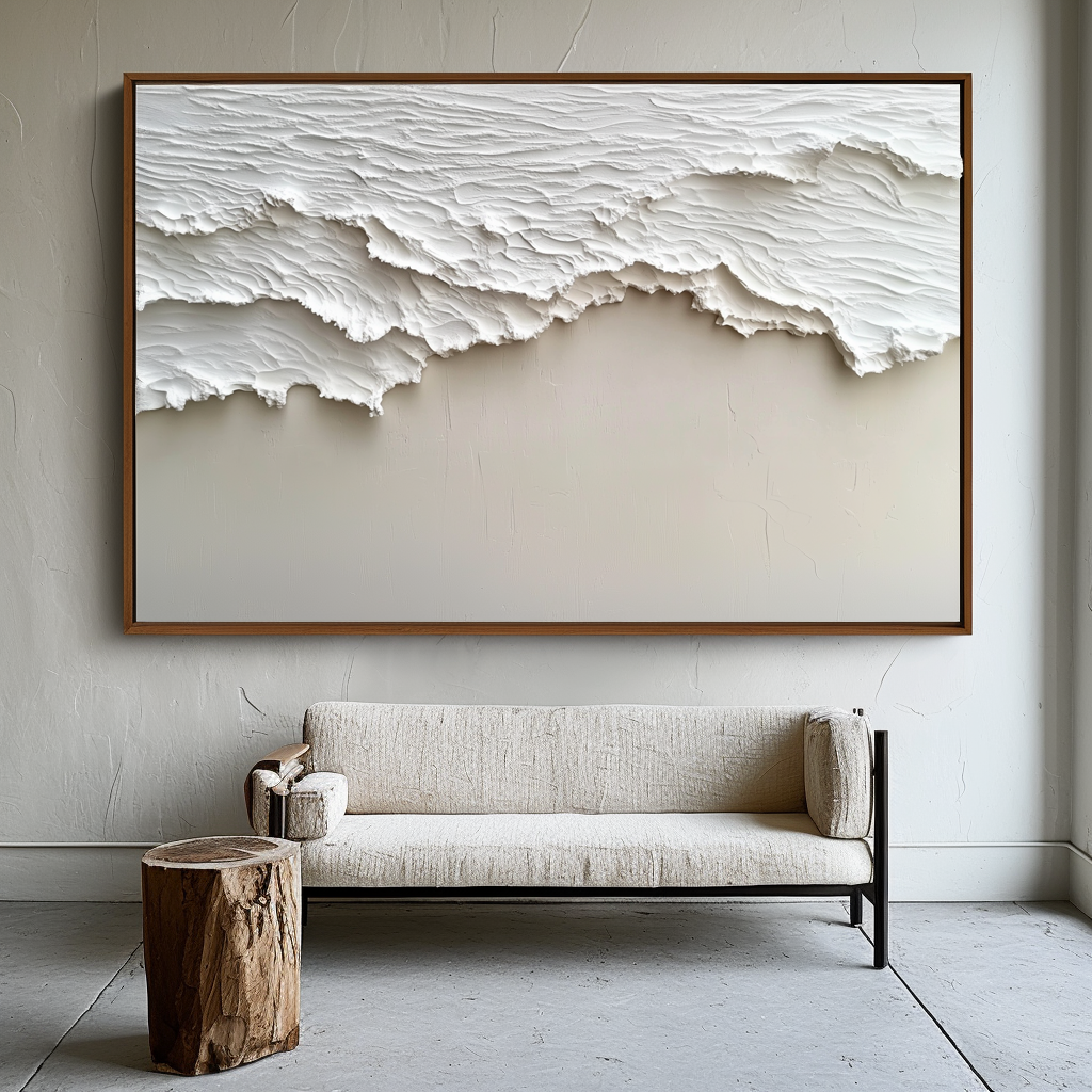 Silent Shores-Handcrafted Textured Abstract Ocean Painting  for Modern Decor