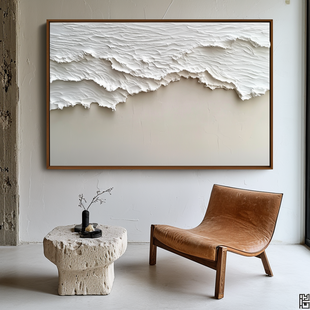 Silent Shores-Handcrafted Textured Abstract Ocean Painting  for Modern Decor