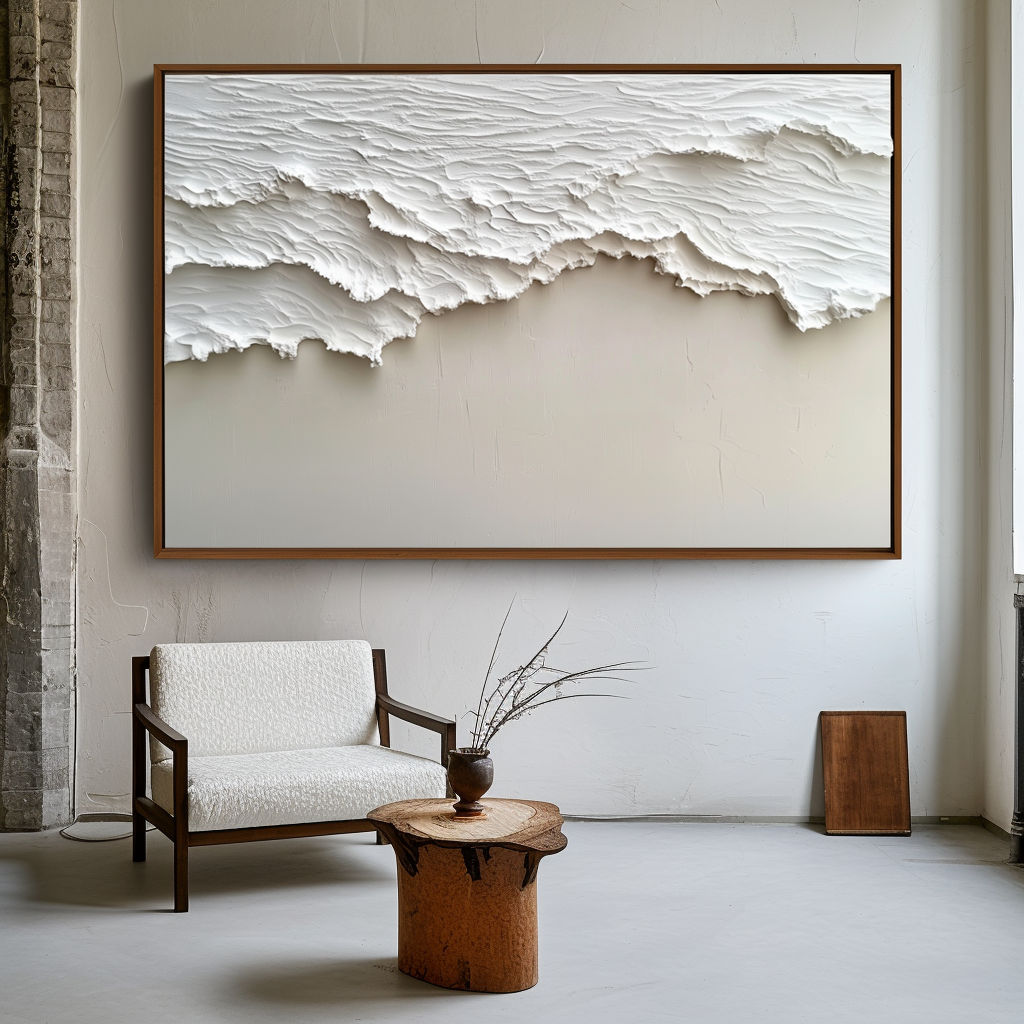 Silent Shores-Handcrafted Textured Abstract Ocean Painting  for Modern Decor