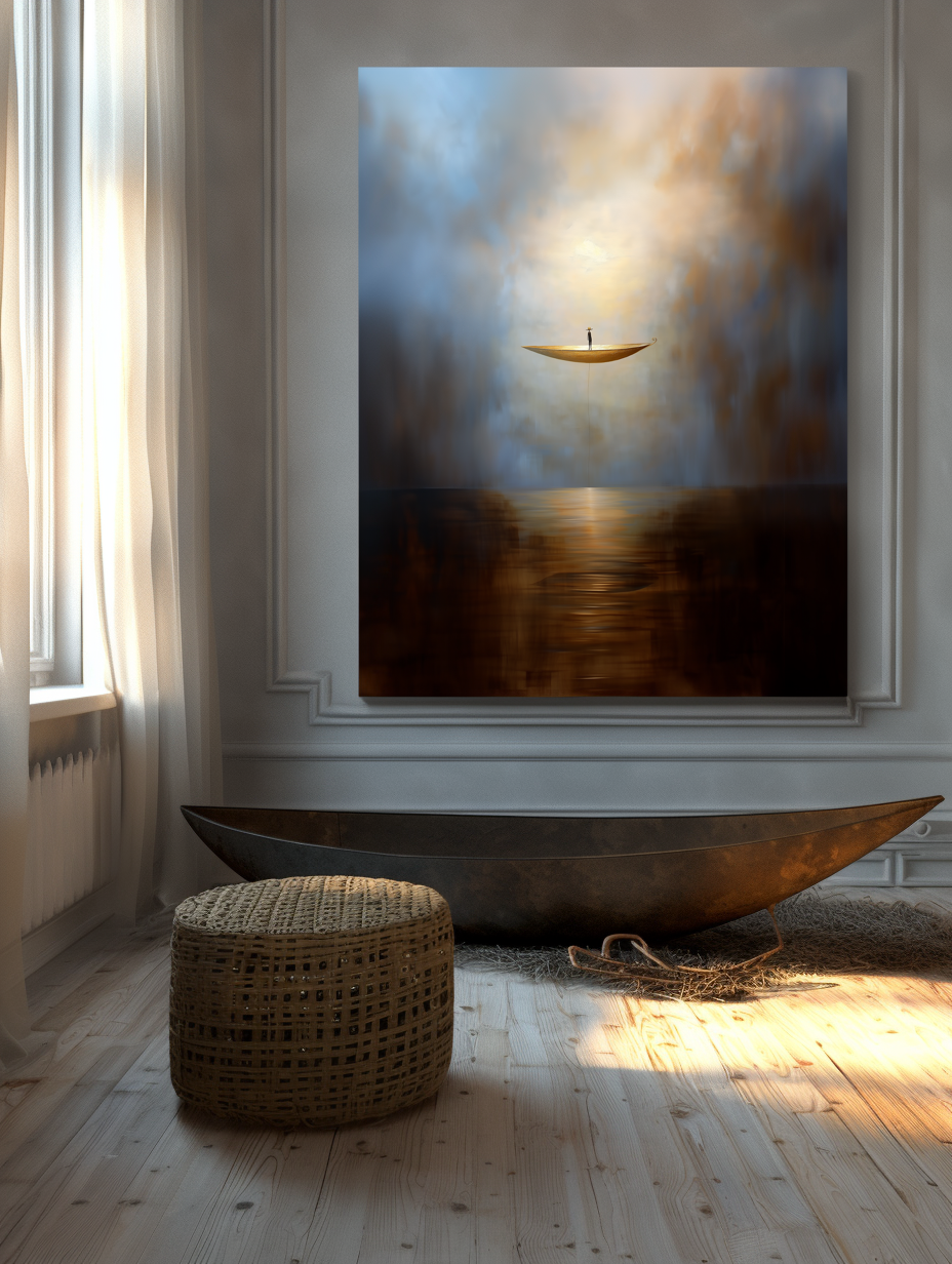 Solitude Voyage - Calming Abstract Minimalist Oil Painting for Modern Interiors