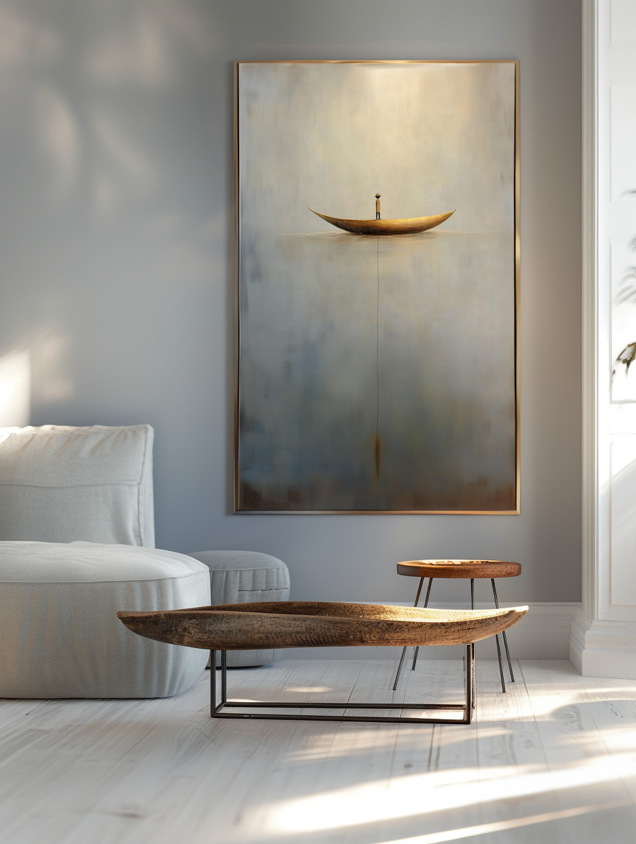Solitude Voyage - Calming Abstract Minimalist Oil Painting for Modern Interiors