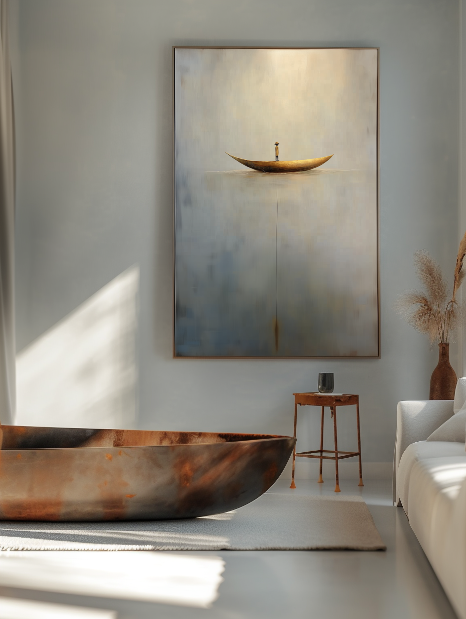 Solitude Voyage - Calming Abstract Minimalist Oil Painting for Modern Interiors
