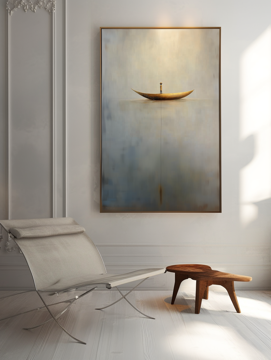 Solitude Voyage - Calming Abstract Minimalist Oil Painting for Modern Interiors