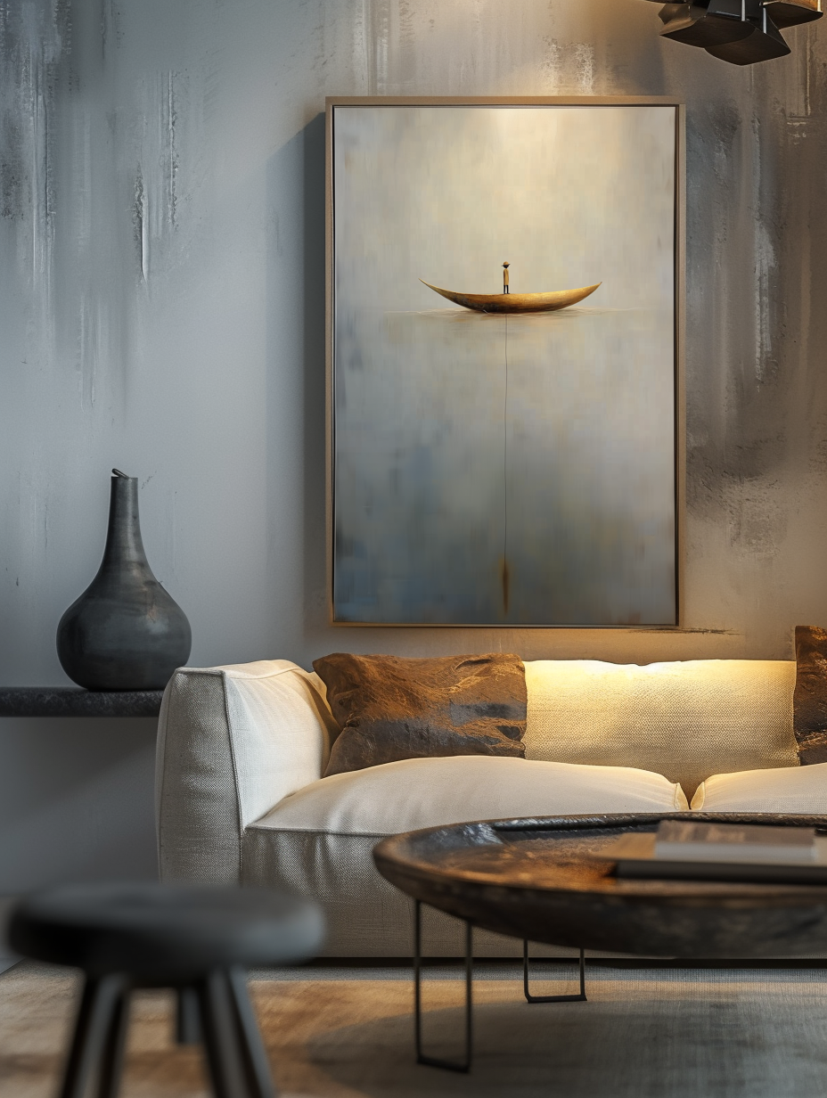 Solitude Voyage - Calming Abstract Minimalist Oil Painting for Modern Interiors