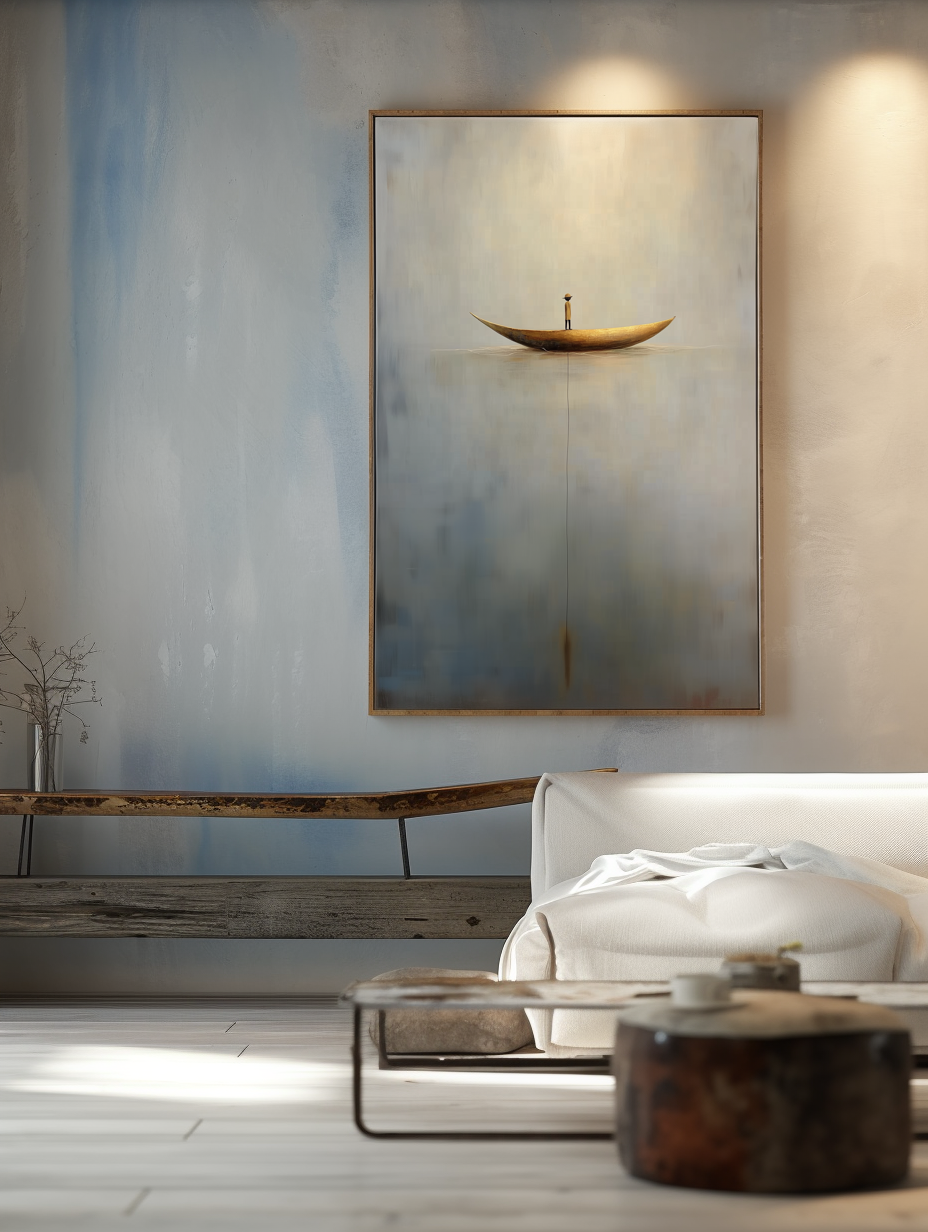 Solitude Voyage - Calming Abstract Minimalist Oil Painting for Modern Interiors