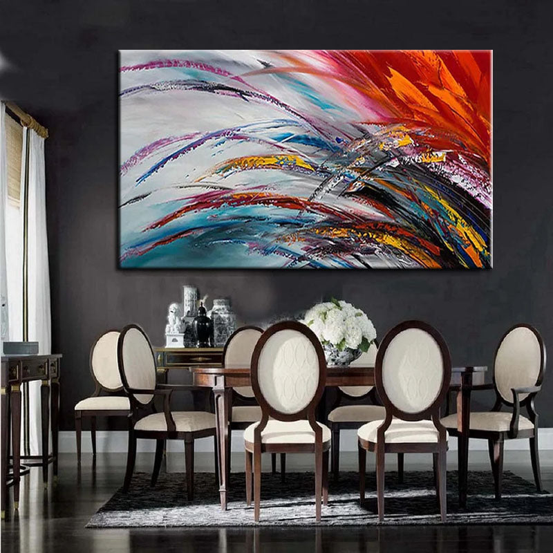 Colored Wheat-Colorful Abstract Landscape Canvas Painting for Modern Decor