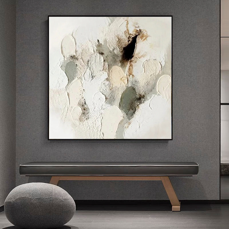 Ivory Sand-Neutral Abstract Textured Canvas Painting for Modern & Minimalist Interiors