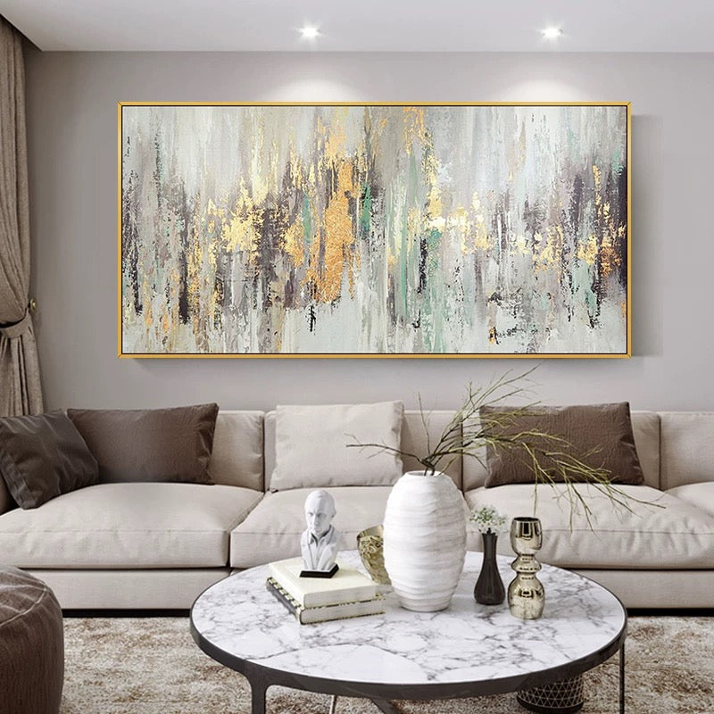 Gold Rush-Luxury Metallic Abstract Canvas Art for Modern Decor